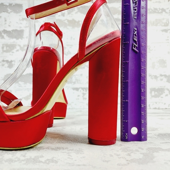 NEW Jessica Rich Red Strappy Buckle Ankle Strap Block Heeled Sandals W671 - Picture 9 of 12